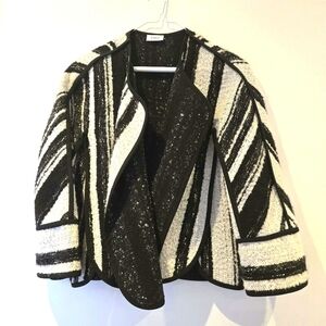 Akris Punto Cotton Striped "cape" Jacket Size 4